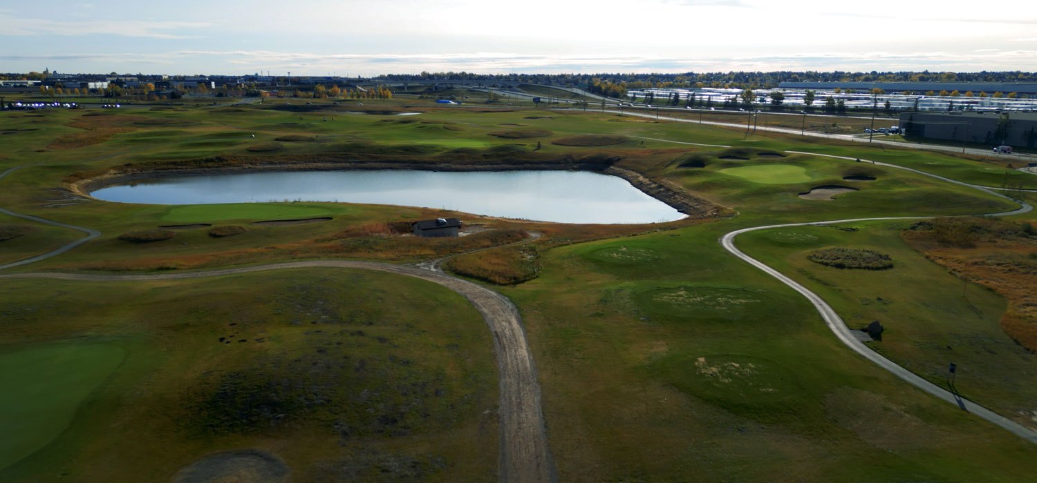 View of lake on golf course